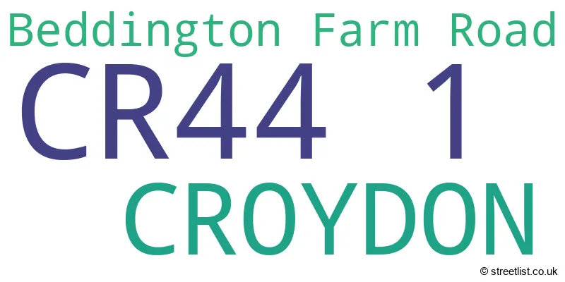 A word cloud for the CR44 1 postcode